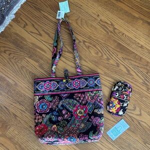 Vera Bradley Tote Symphony in Hue w/ Glasses Case NWT